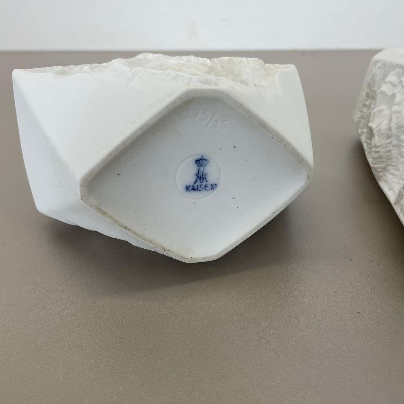 480.0 Set Of 2 Original Op Art Biscuit Porcelain Vases By Ak Kaiser, Germany, 1970s photo