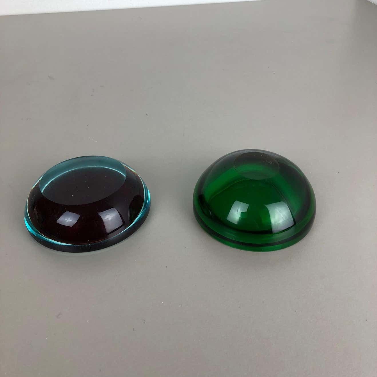 photo buy Set Of 2 Murano Glass Sommerso Bowl Shells Ashtray Element, Italy, 1970s