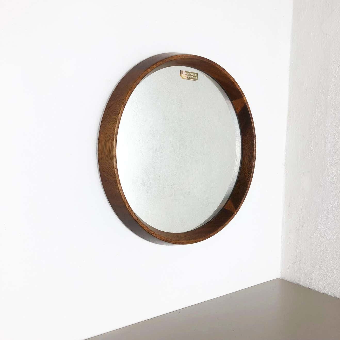 Nos! Original 1960s Crystal Glass And Oak Wood Mirror, Made In Germany Nr. 1 photo furniture