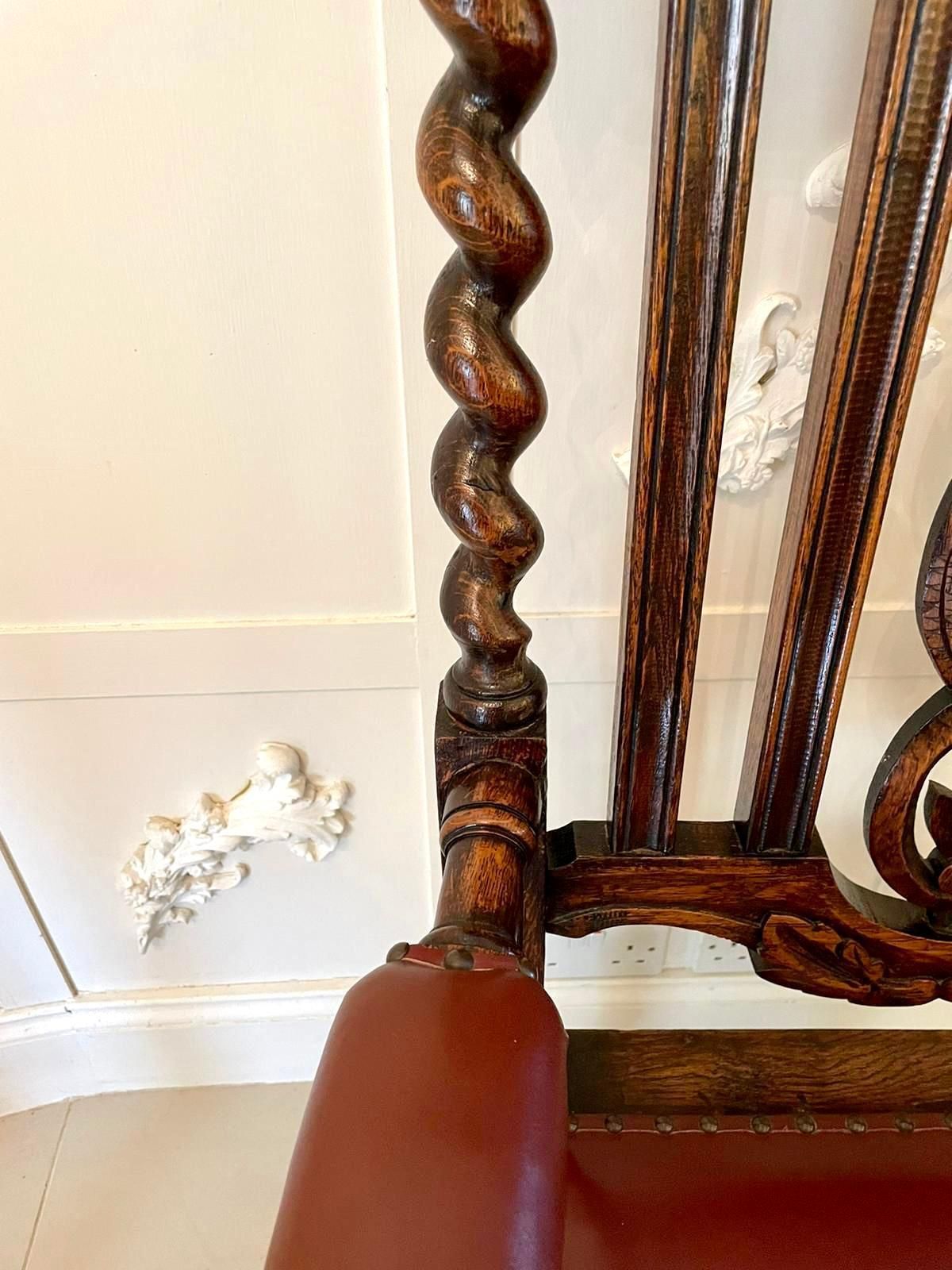 1285.0 Large Antique Victorian Quality Carved Oak Armchair photo