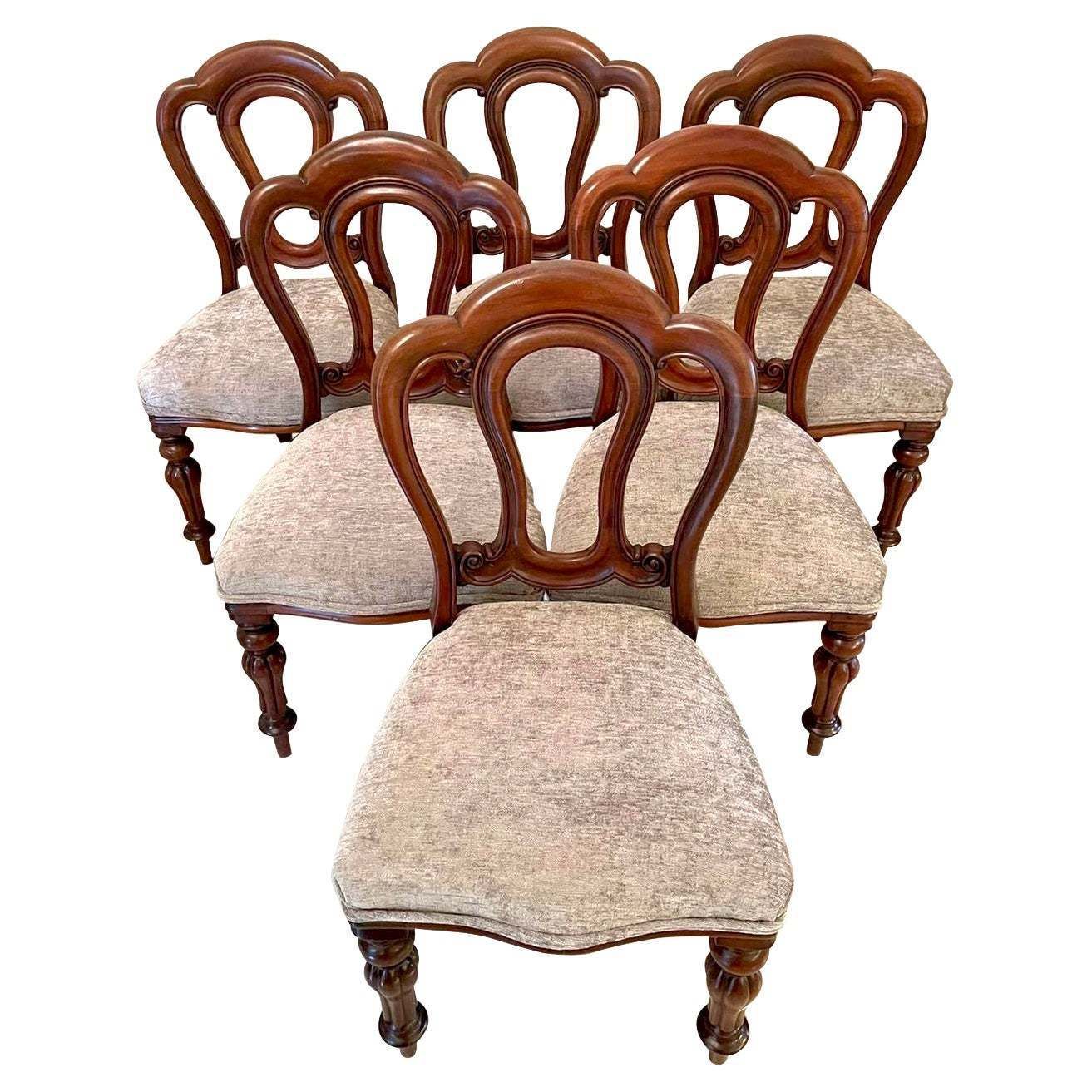 Antique Set Of Six Victorian Mahogany Dining Chairs