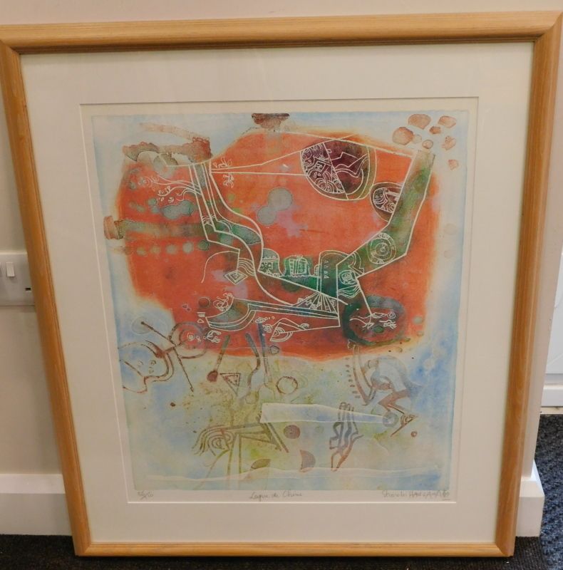 Lithographic Limited Edition Print, Signed By Japanese Master Shoichi Hasegawa "Laque De Chine" 56/110 photo for sale