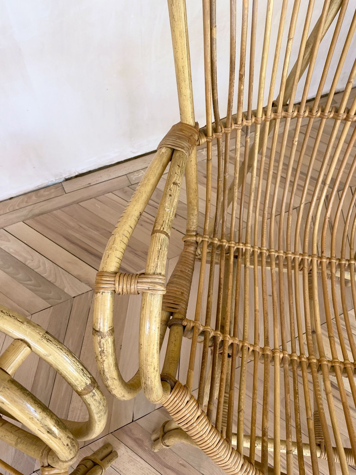 Pair Of Mid Century Wing Back Bamboo Occasional Chairs photo buy