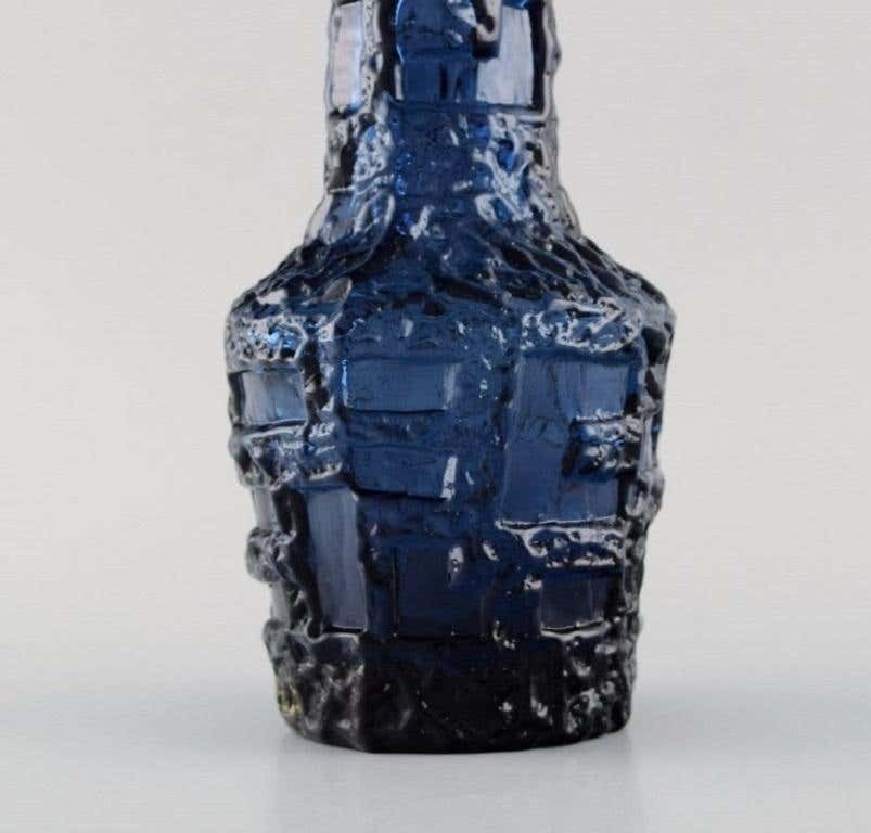 Göte Augustsson For Ruda, Two Vases In Blue Mouth Blown Art Glass photo Home Decor