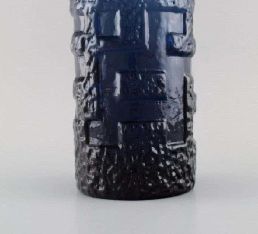 Göte Augustsson For Ruda, Two Vases In Blue Mouth Blown Art Glass photo buy