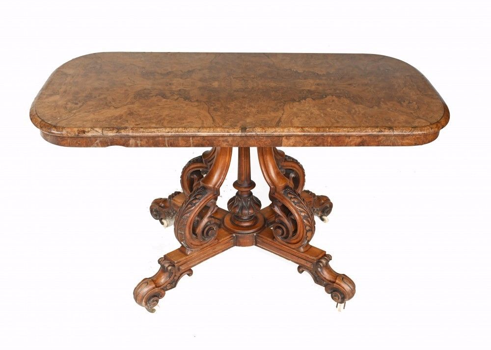 Victorian Sofa Table Walnut Antique 1860 photo for sale