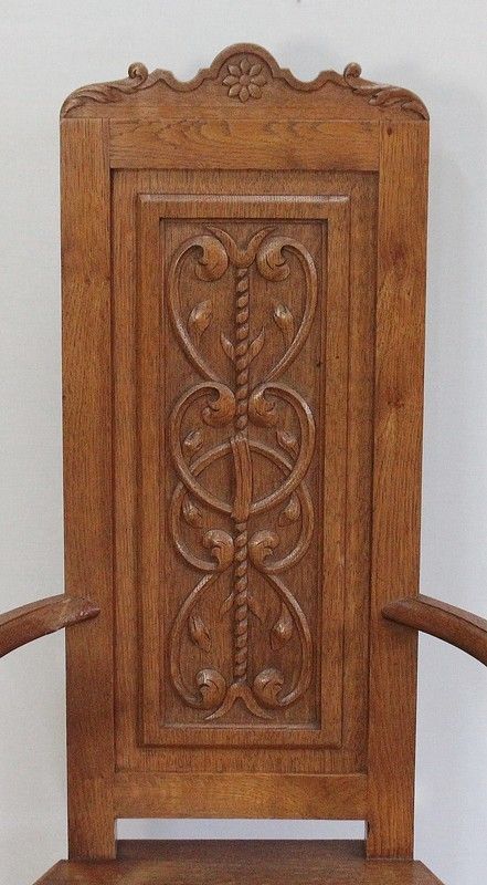 Pair Of Armchairs Known As 'Caquetoires' In Blond Oak, Renaissance Style   Late 19th Century photo 2410.2