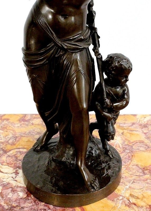 Bronze "Bacchante And Small Fauns" After Jj Foucou, 19th Century photo vinterior