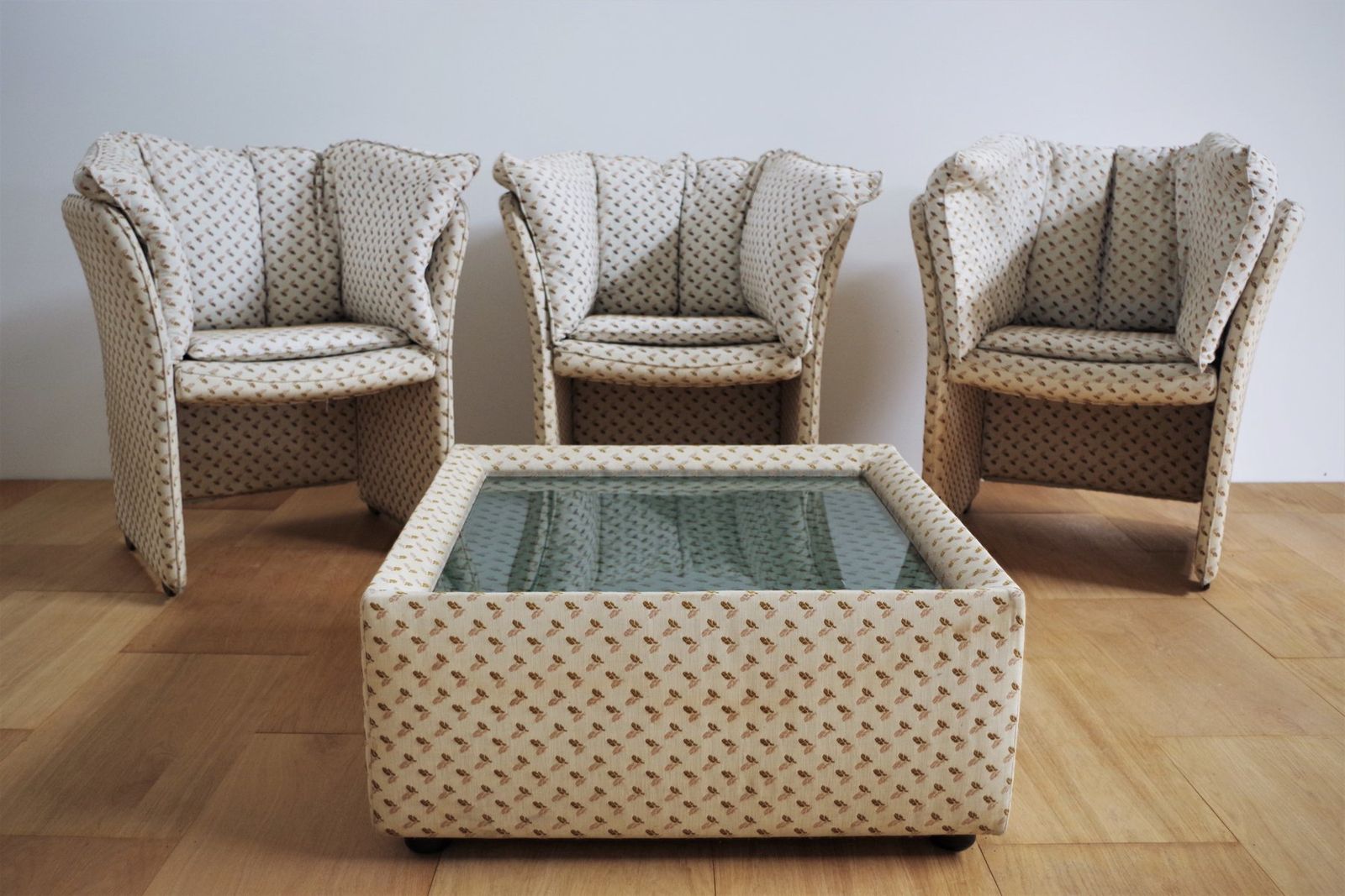 Armchairs And Coffee Table In The Style Of B&B Italia, 1970s, Set Of 4 photo furniture