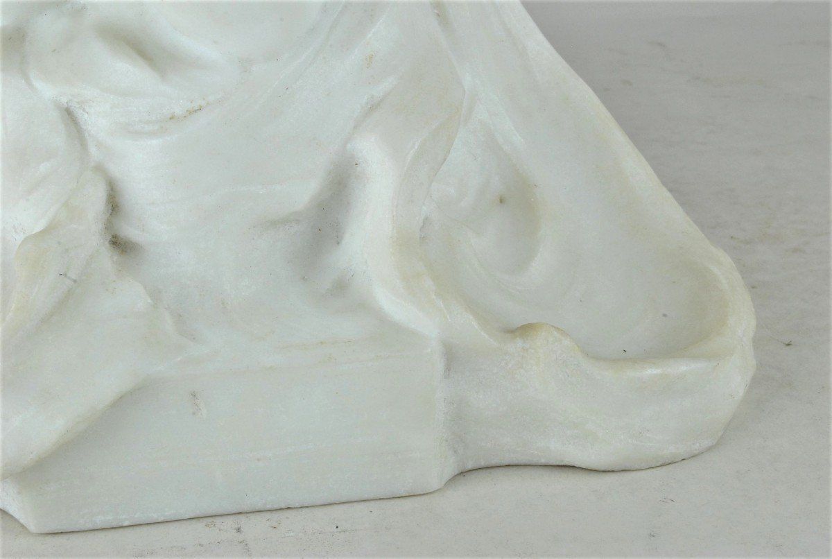 E Fortiny, Baby In Marble, End Of The 19th / Beginning Of The 20th Century photo vintage