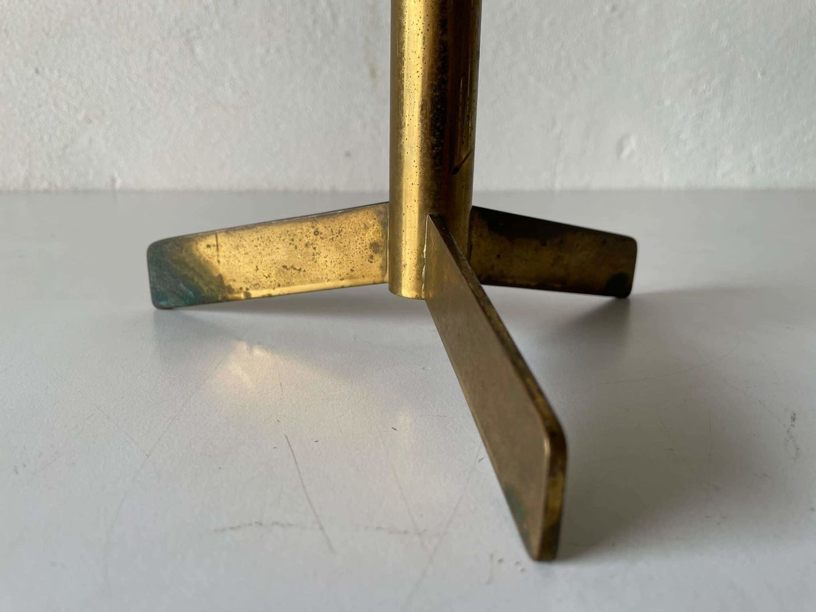 photo for sale Italian Well Crafted Black Metal   Brass Body Tripod Ashtray, 1950s, Italy