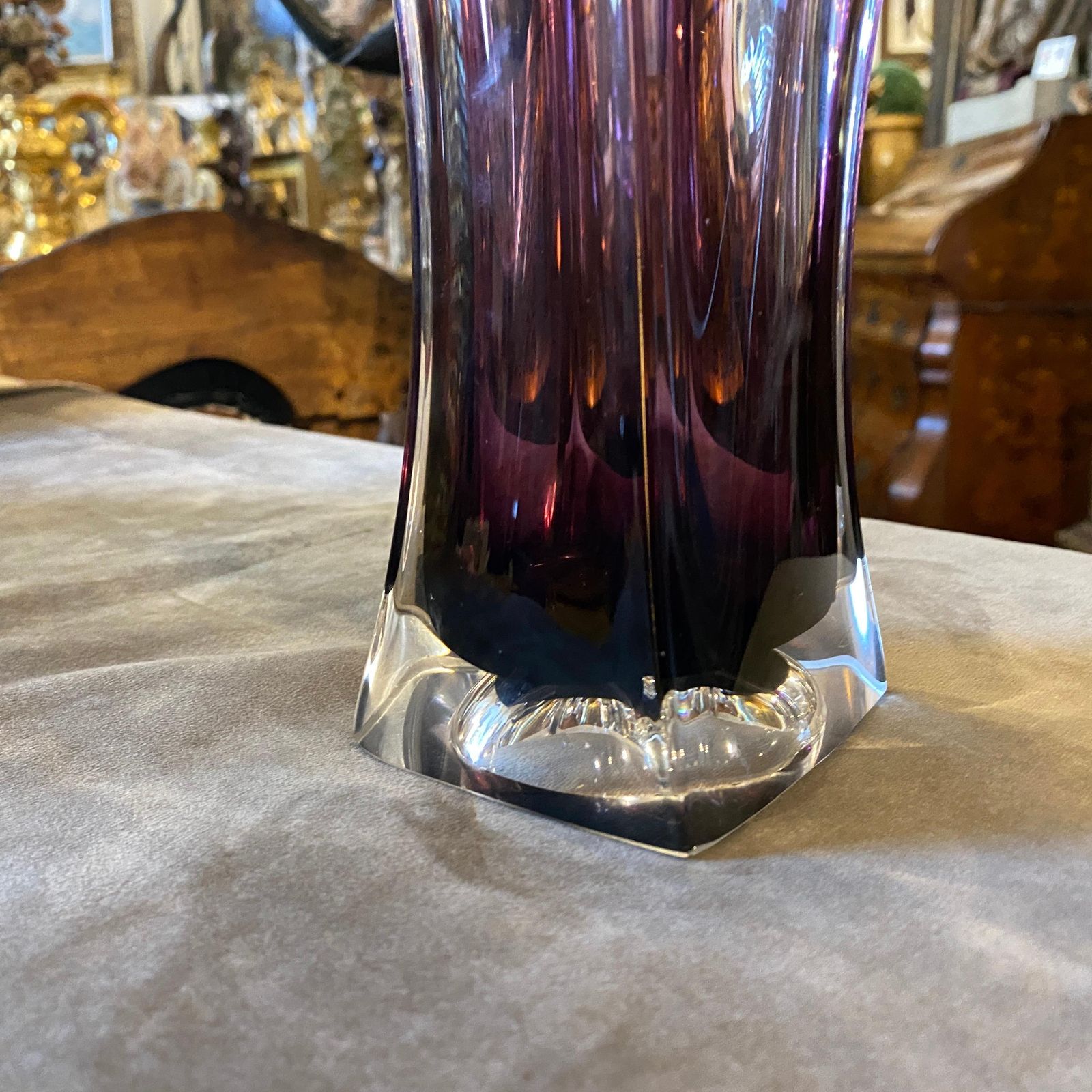 1980s Seguso Style Purple Sommerso Murano Glass Vase photo furniture