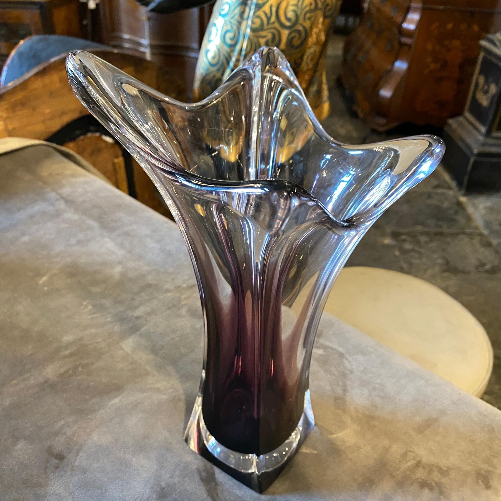 1980s Seguso Style Purple Sommerso Murano Glass Vase photo for sale