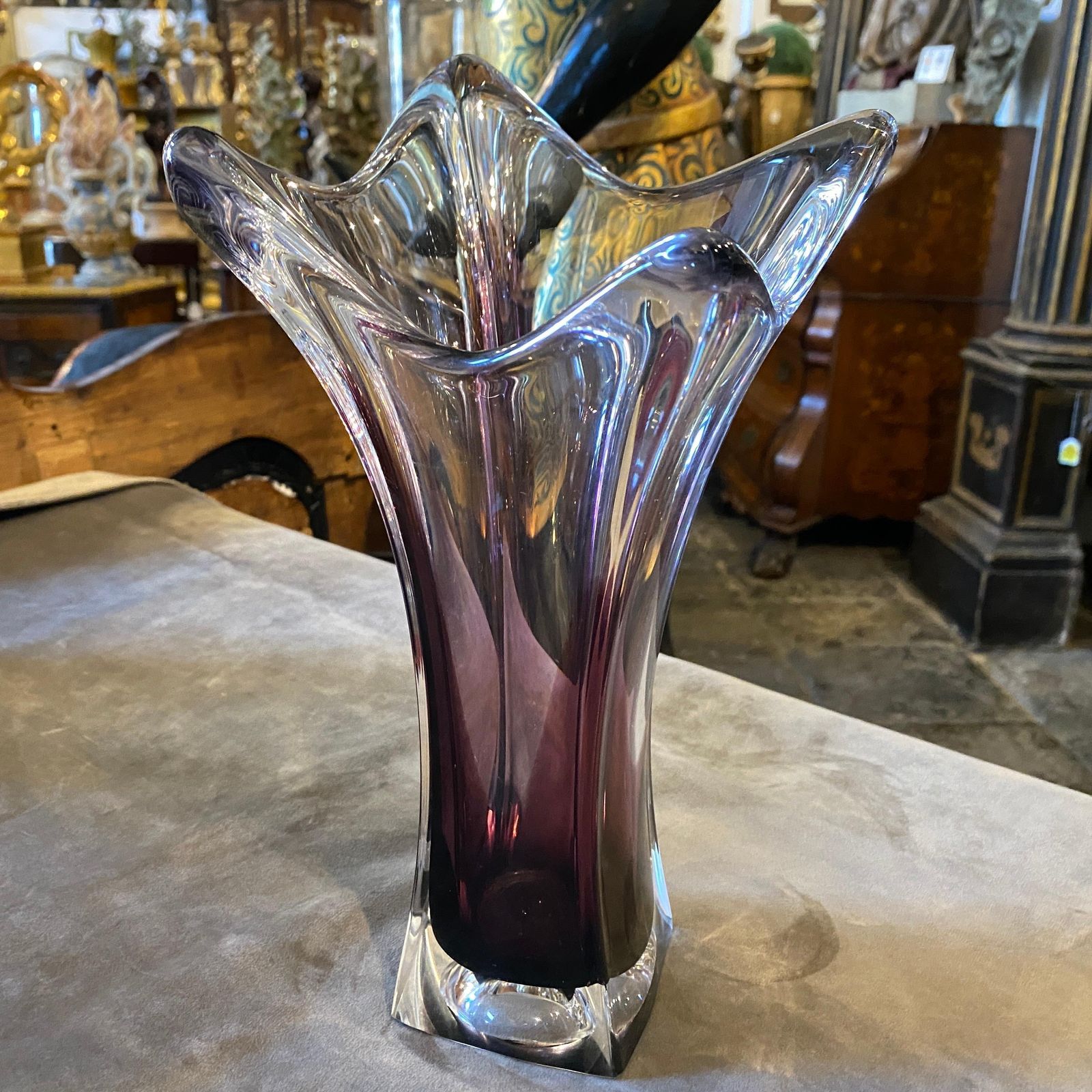 1980s Seguso Style Purple Sommerso Murano Glass Vase photo vinterior