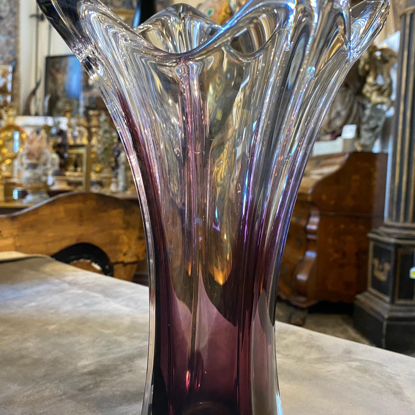 1980s Seguso Style Purple Sommerso Murano Glass Vase photo buy