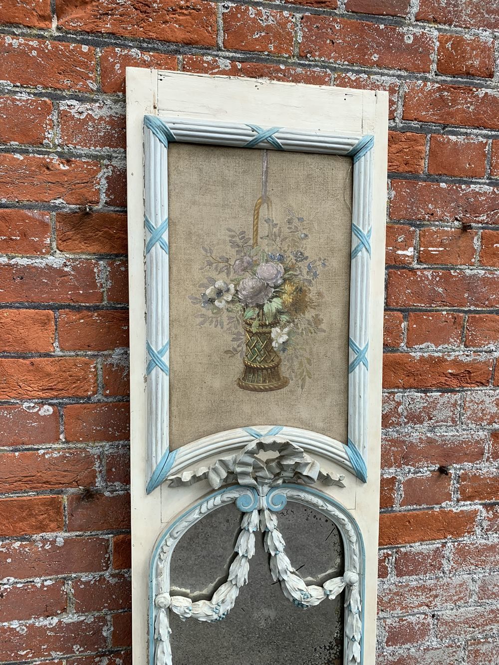 19th Century English Carved Wood And Gesso Distressed Painted Mirror photo furniture