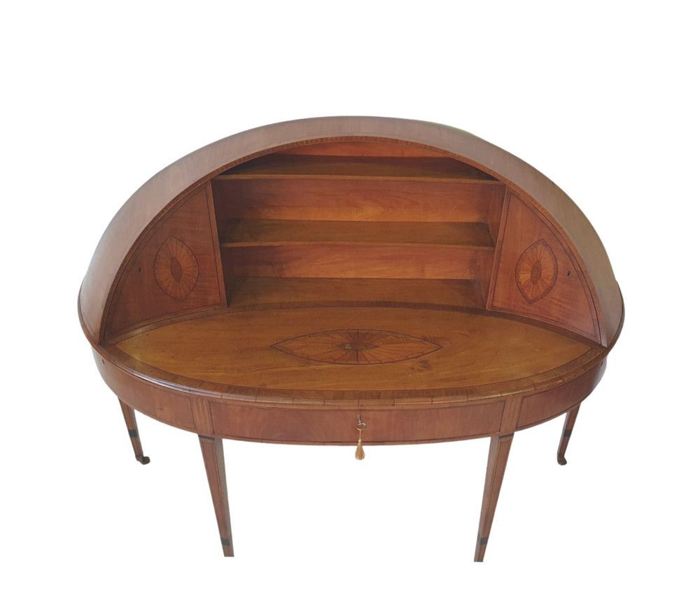 Rare 19th Century Inlaid Satinwood Sheraton Design Carlton House Desk photo Furniture