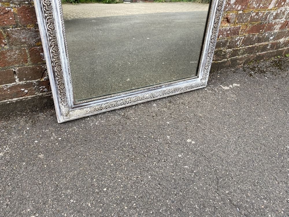 A Fabulous Large Antique French 19th Century Carved Wood & Gesso Original Silvered & Painted Mirror photo 895.0
