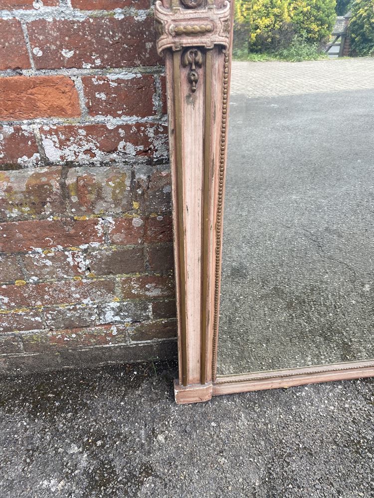 A Highly Impressive Large Antique French 19th Century Carved Wood & Gesso Original Gilt & Painted Mirror photo for sale