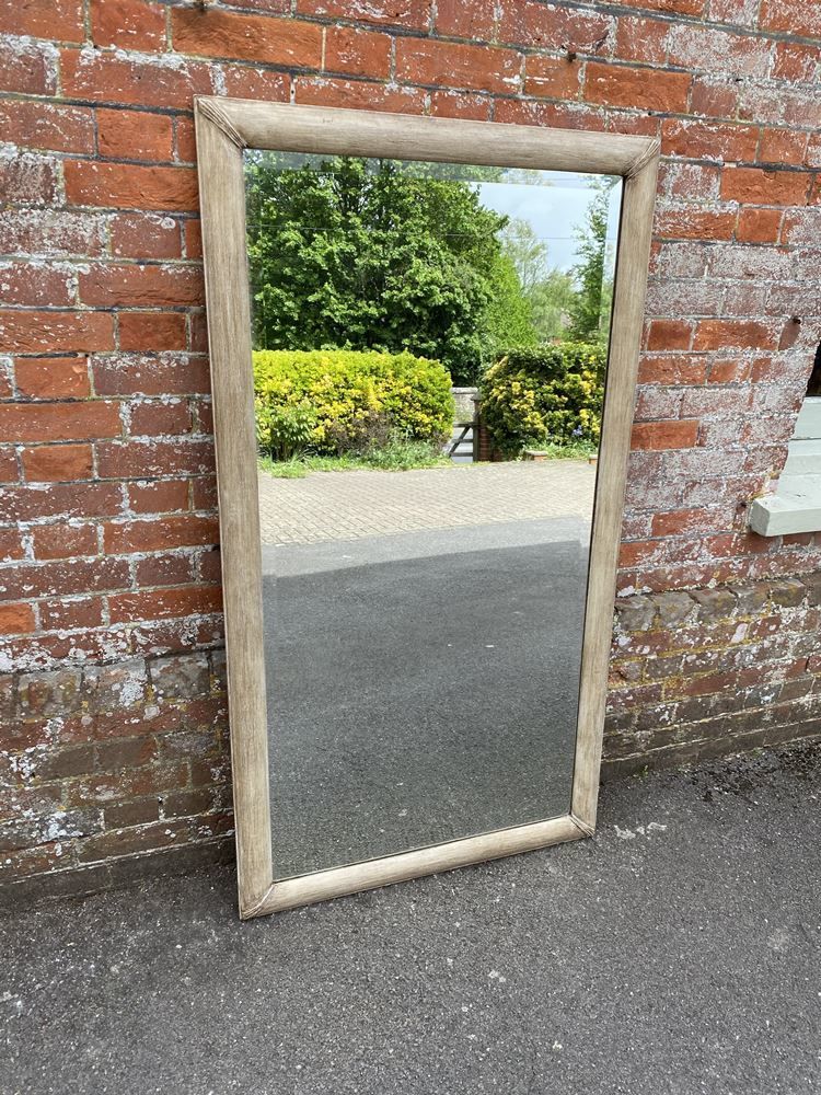 A Stunning Large Antique French 19th Century Carved Wood & Gesso Painted Plain Bistro Mirror photo furniture