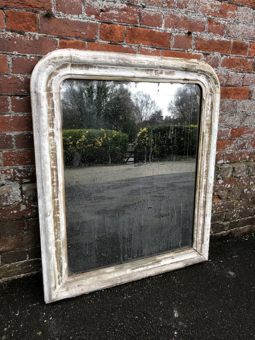 A Delightful Antique French 19th Century Carved Wood And Gesso Arched Top Distressed Louis Philippe Mirror photo 595.0