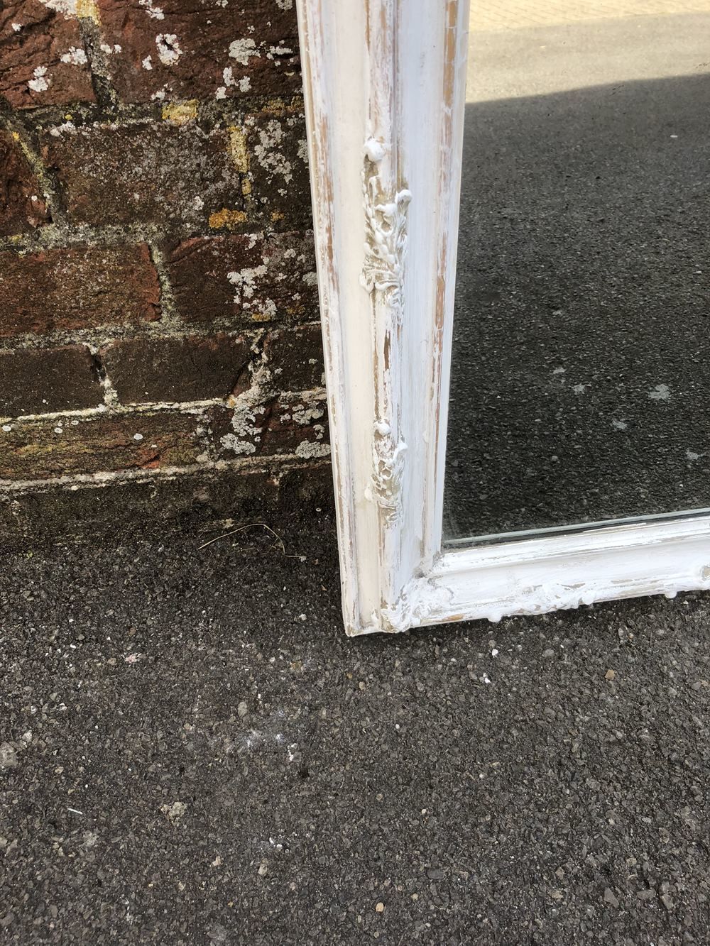 A Wonderful Good Size Antique 19th Century French Carved Wood And Gesso Distressed Painted Ornate Framed Mirror photo for sale