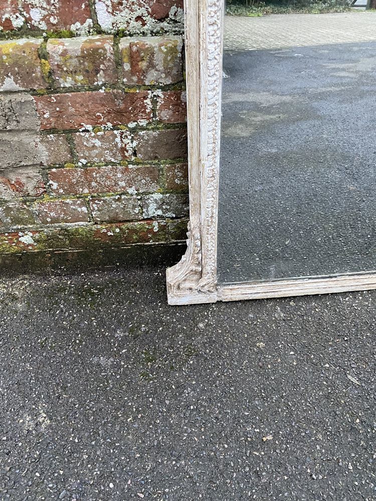 A Superb Large Antique English 19th Century Carved Wood & Gesso Painted Ribbed Framed Mirror photo for sale