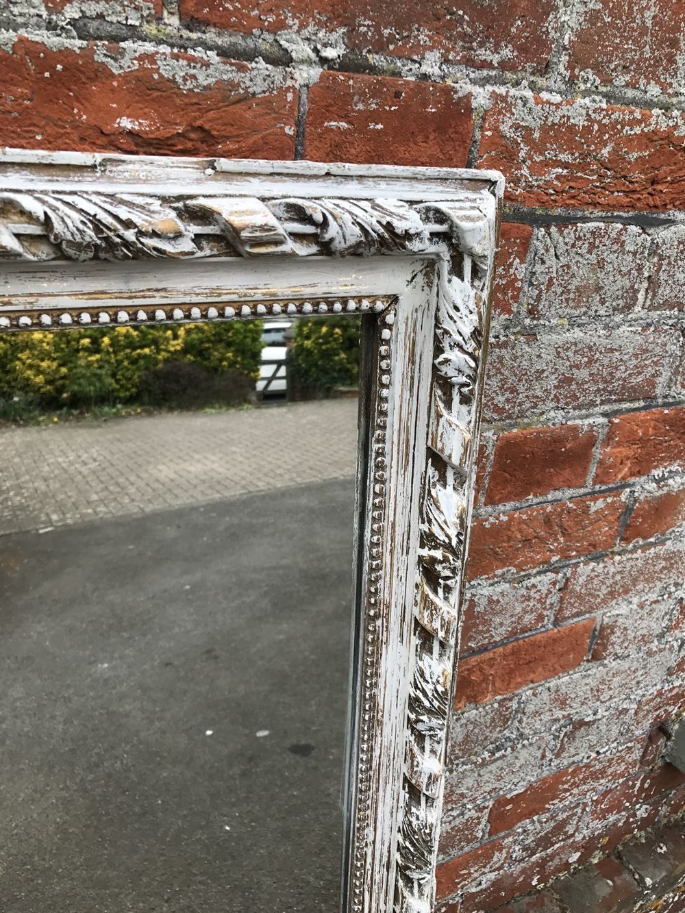 A Fabulous Large Decorative Antique 19th Century French Carved Wood & Gesso Distressed Painted Gilt Twist Framed Mirror photo furniture