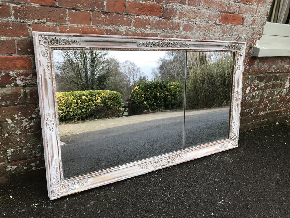 A Wonderful Early Antique 19th Century French Carved Wood & Gesso Distressed Painted Louis Philippe Mirror photo furniture