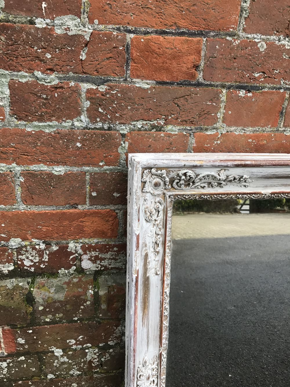 A Wonderful Early Antique 19th Century French Carved Wood & Gesso Distressed Painted Louis Philippe Mirror photo for sale