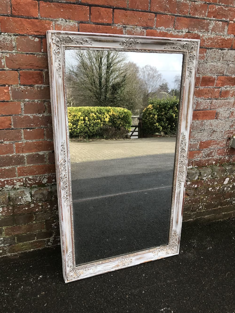 A Wonderful Early Antique 19th Century French Carved Wood & Gesso Distressed Painted Louis Philippe Mirror photo 695.0