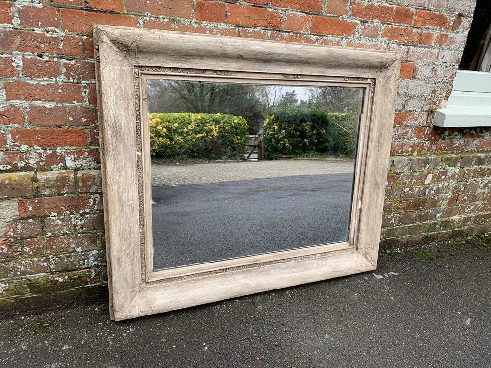 A Highly Useful Distressed Antique 19th Century English Carved Wood Distressed Painted Mirror photo Home Decor