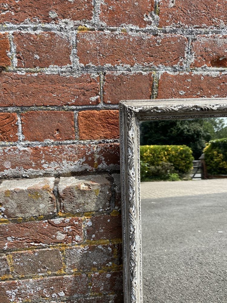 A Fabulous Good Size Antique French 19th Century Carved Wood & Gesso Painted Mirror photo for sale