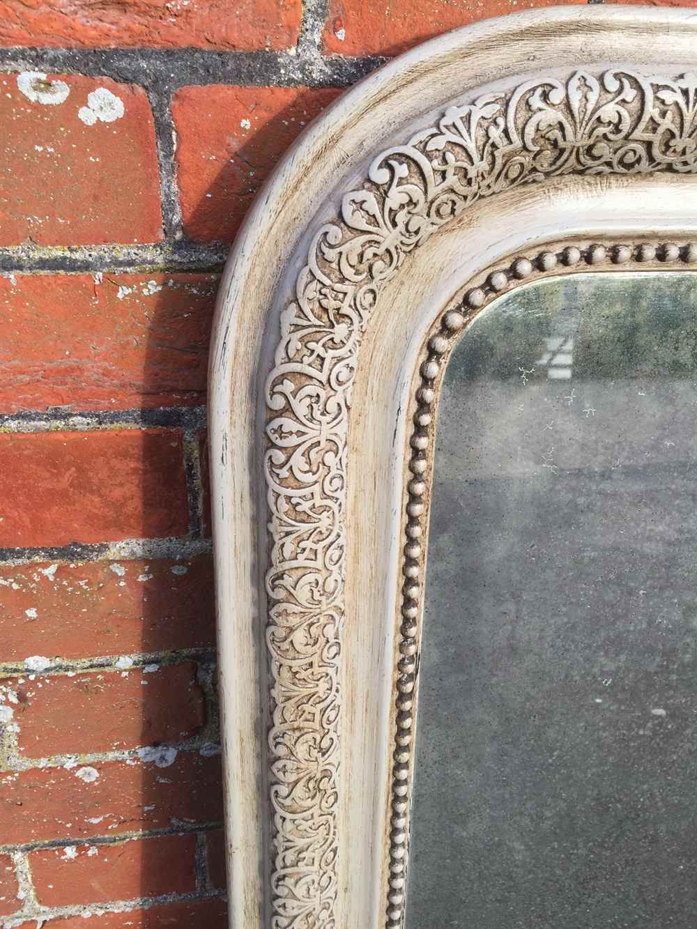 A Good Size Antique 19th Century French Carved Wood & Gesso Arched Top Painted photo furniture