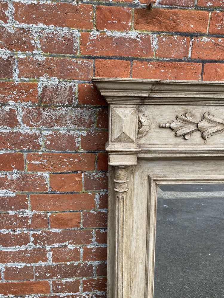 A Fabulous Large Antique French 19th Century Carved Wood Painted Column Mirror photo furniture