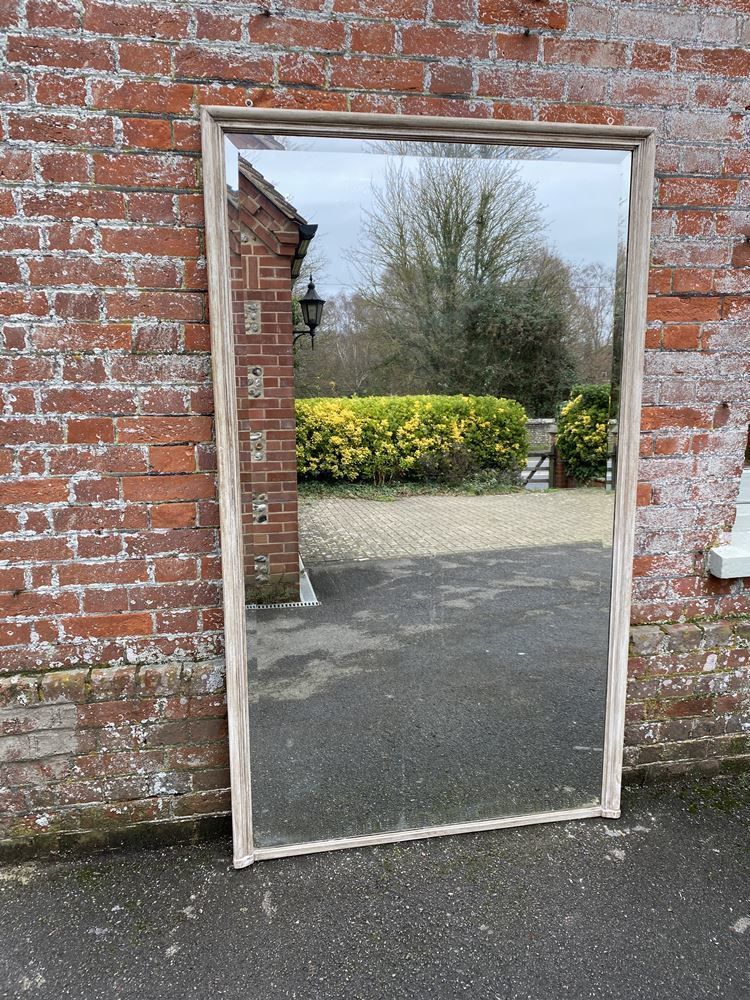An Exceptional Large Antique French 19th Century Carved Wood Painted Plain Mirror photo 1250.0