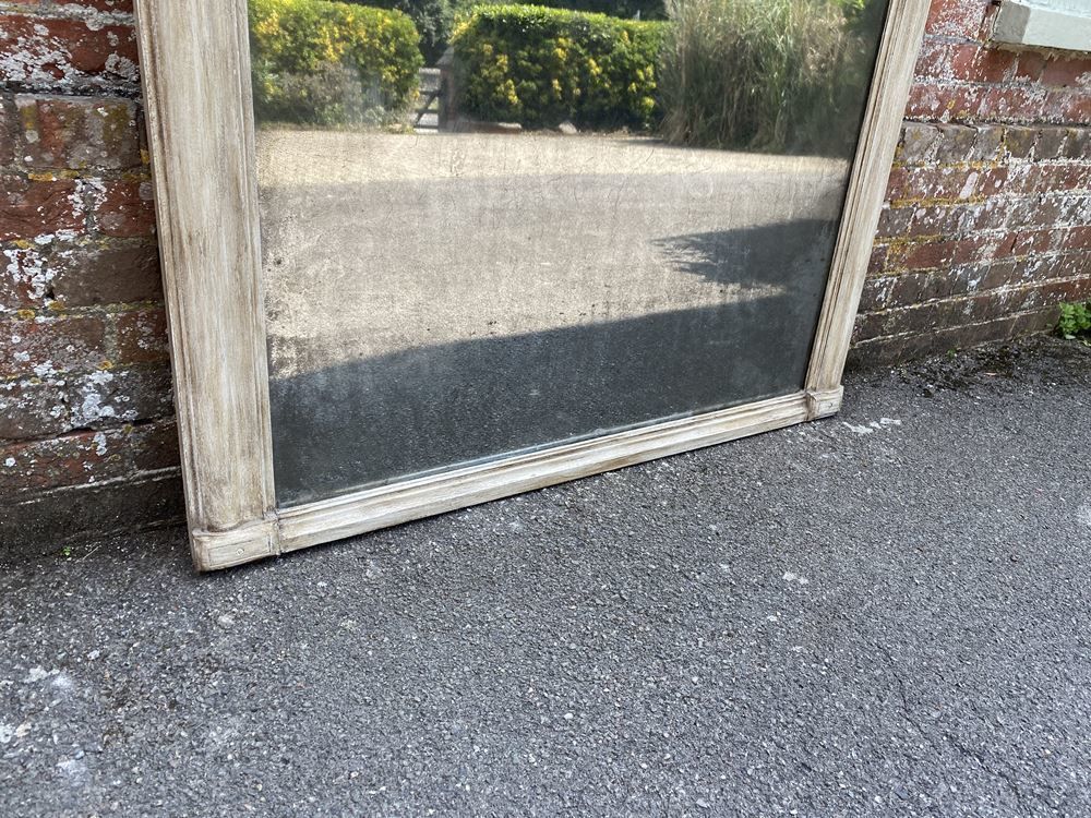 A Stunning Large Antique French 19th Century Carved Wood Painted Arched Top Mirror photo for sale