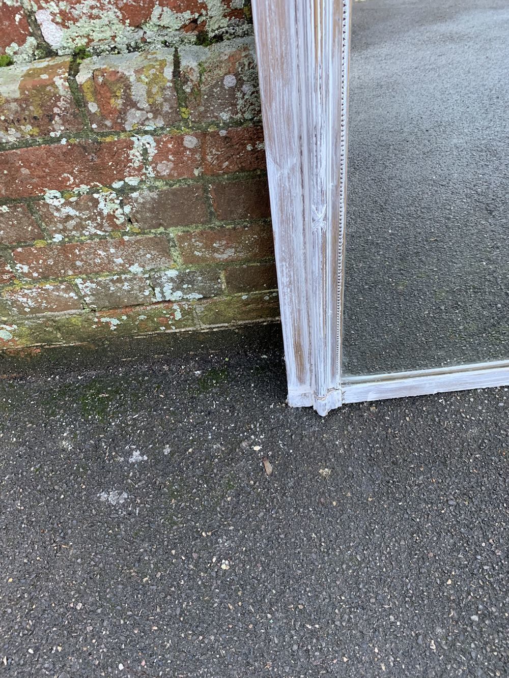 A Delightful Large Antique French 19th Century Carved Wood & Gesso Distressed Painted Mirror photo 650.0