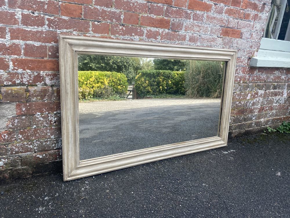 A Highly Useful Size Antique French 19th Century Carved Wood & Gesso Painted Plain Mirror
