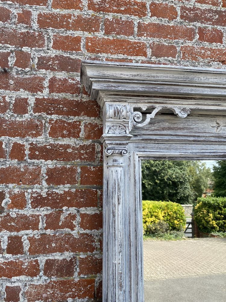 A Spectacular Large Antique French 19th Century Carved Wood Painted Column Framed Mirror photo furniture