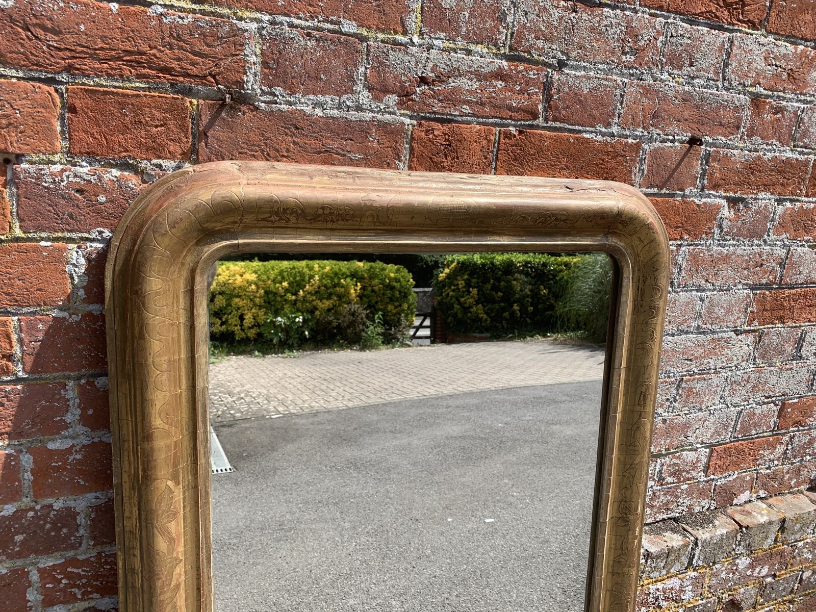 A Wonderful Antique French 19th Century Carved Wood & Gesso Arched Top Gilt Mirror photo Home Decor