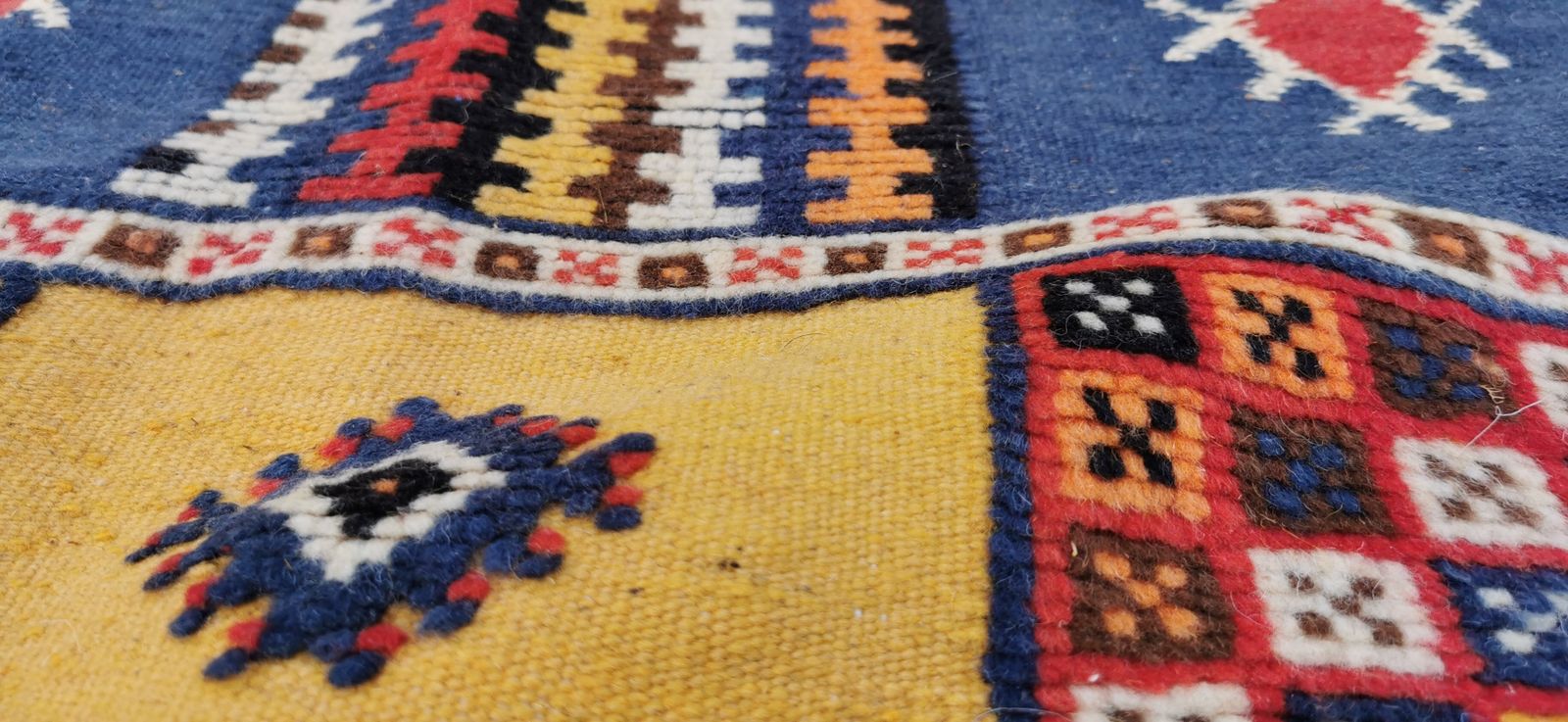 photo for sale Authentic Handmade Woven Moroccan Rug  Colouful Berber  Carpet, Pure Wool Vegetable Dyes