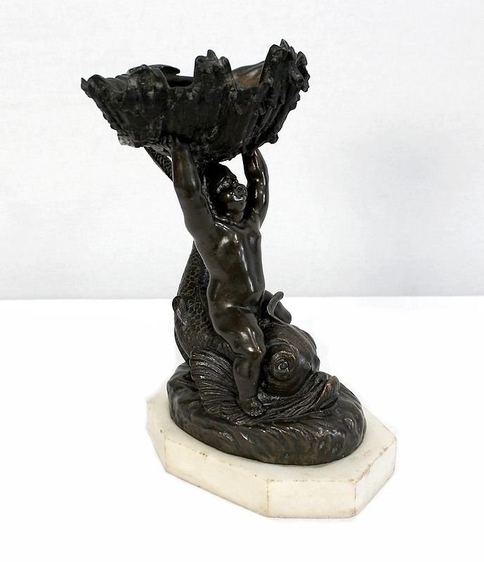 Bronze Trinket "The Child And The Dolphin"Early 19th Century