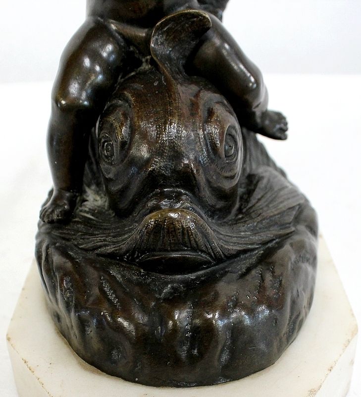 Bronze Trinket "The Child And The Dolphin"Early 19th Century photo buy