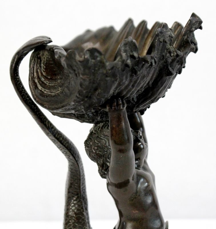 1771.6 Bronze Trinket "The Child And The Dolphin"Early 19th Century photo