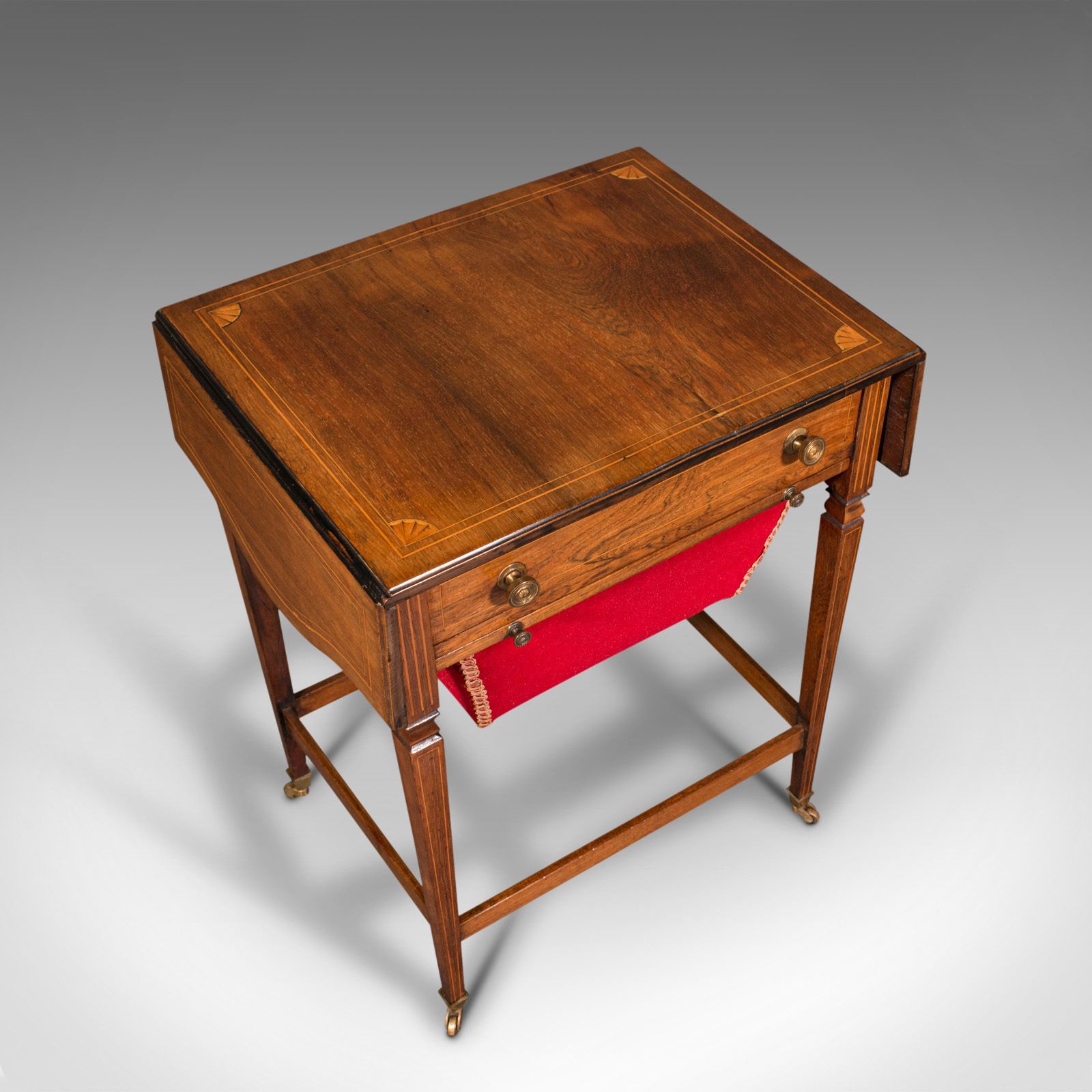 Antique Drop Leaf Sewing Table, English, Rosewood, Side, Lamp, Regency, C.1820 photo vinterior