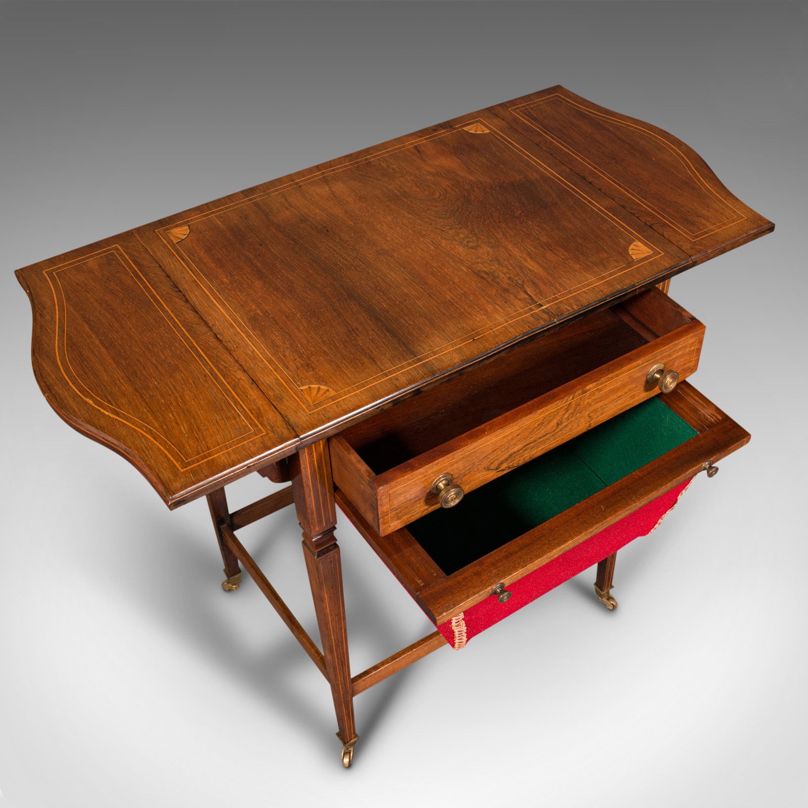 photo for sale Antique Drop Leaf Sewing Table, English, Rosewood, Side, Lamp, Regency, C.1820