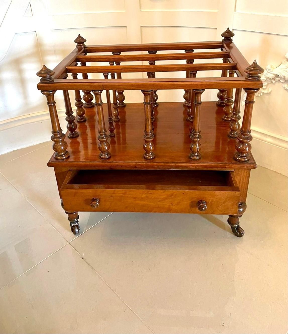 Quality Antique Victorian Figured Walnut Canterbury photo vinterior