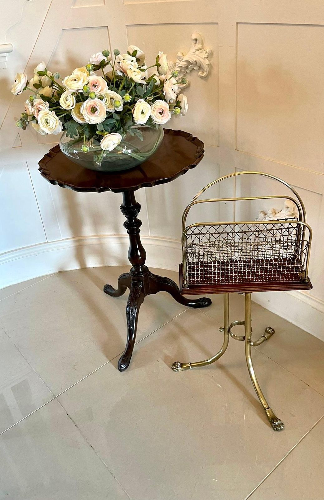 ​​Quality Antique Victorian Brass And Mahogany Revolving Magazine Stand photo furniture