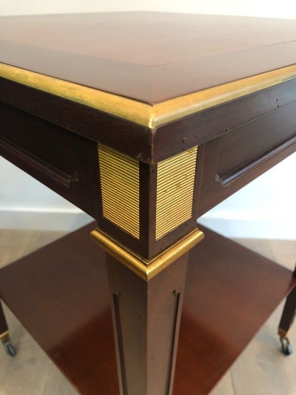 Mahogany And Brass Center Table By Hugnet photo vinterior